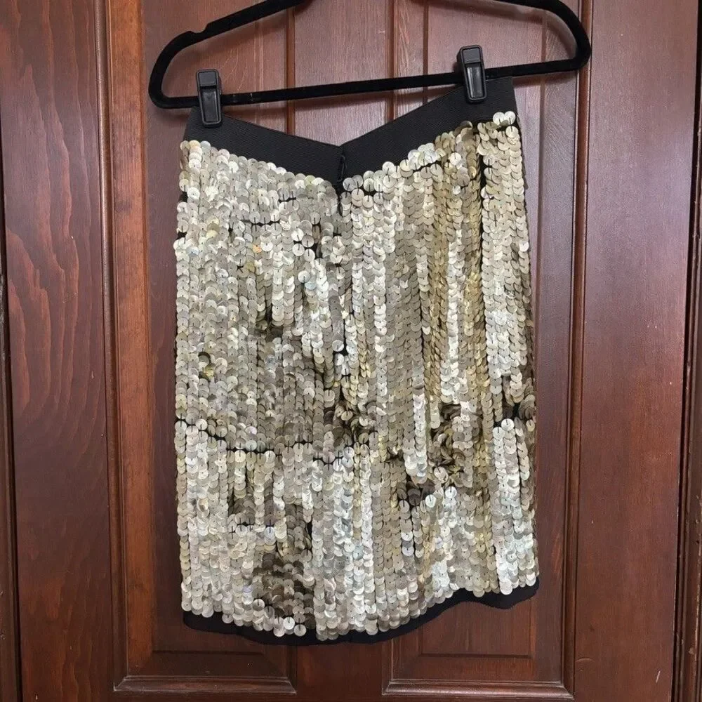 3.1 Phillip Lim Jumbo Gold Sequin Silk Pencil Skirt Size 6 Mermaidcore Disco